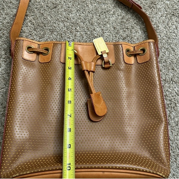 Dooney & Bourke Brown & Tan Vintage Leather Shoulder Bag with Gold Accents - Picture 6 of 7